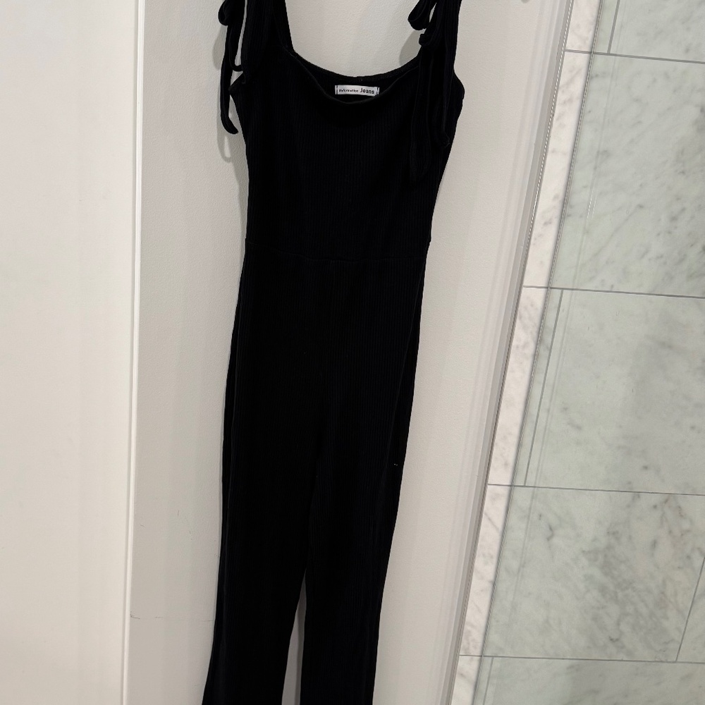 Reformation jeans black ribbed spandex jumpsuit